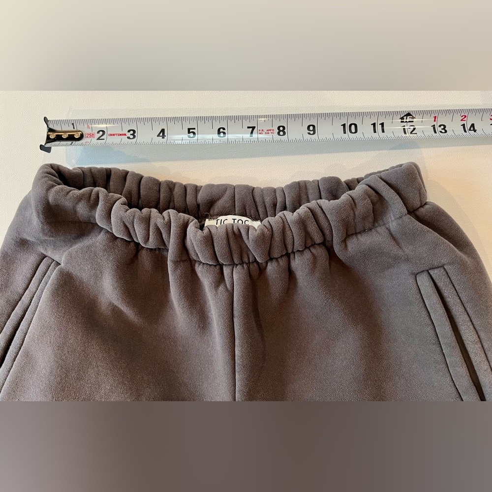 Tic Toc Charcoal Grey Lounge Sweat Mini Shorts Chunky Pockets Pull On Cozy Small - Picture 5 of 8